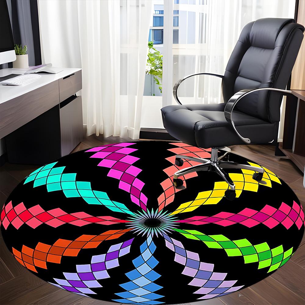 1 Stück bunter runder Teppich für das Büro, rutschfest, weich und langlebig, für die Innendekoration, perfekt fürs Büro