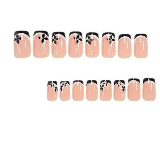 European & American Nail Art: French Floral Reusable Nail Extensions