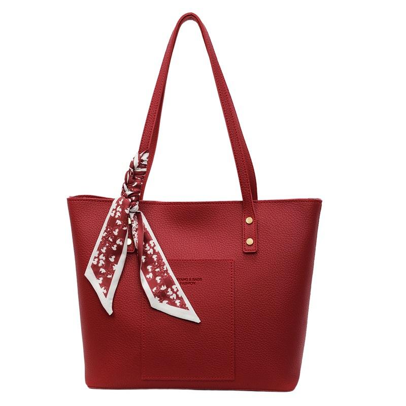 Large Capacity Red Bag Women's Versatile New Casual Shoulder Handbag Commuter Tote Bag