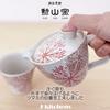 J-kitchens Small Hasami Ware Teapot, Made in Japan, 240ml, for 1-2 people, with tea strainer, Flower and Core Pattern, Red173940