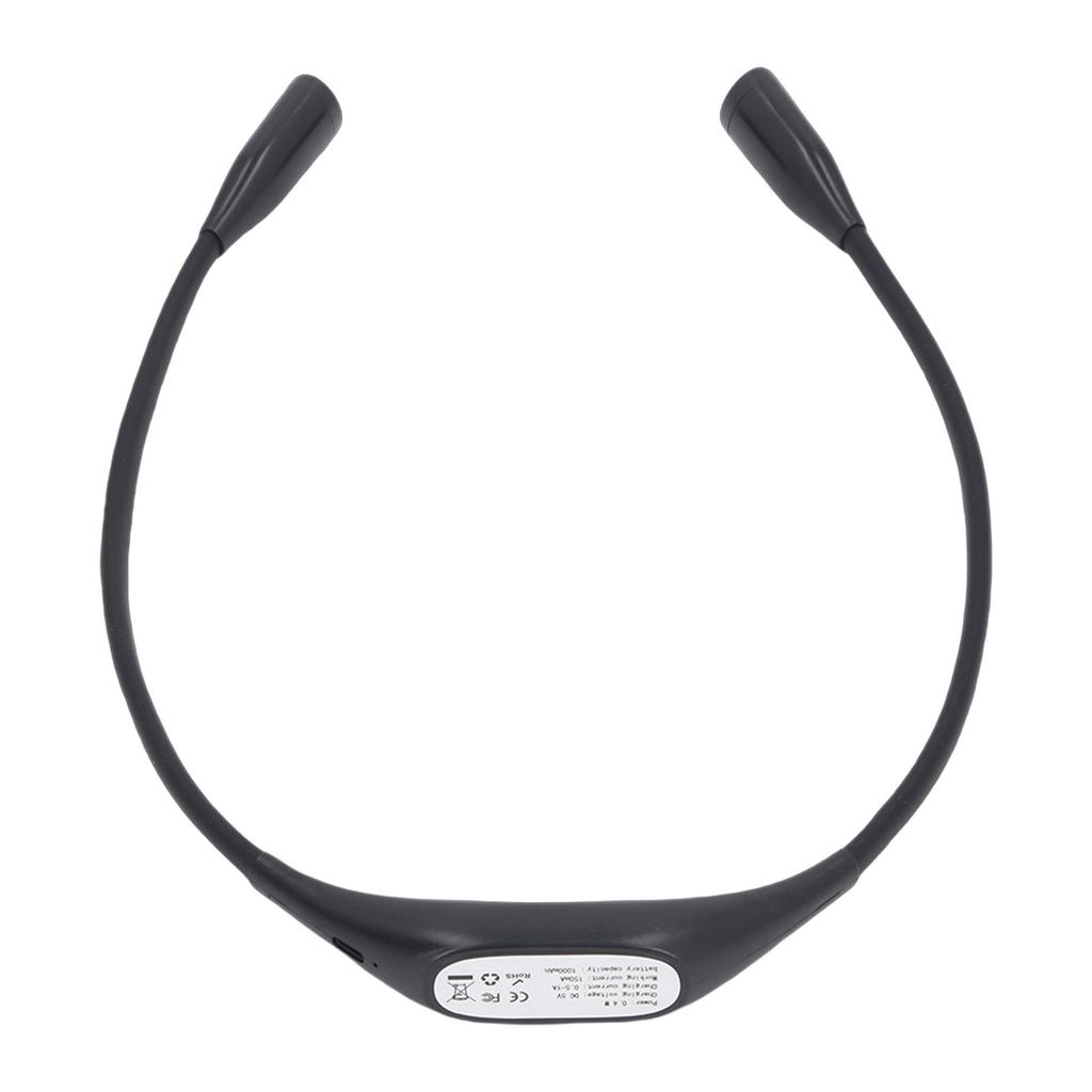 Neck Light Black Dual Color Temperature Eye Caring USB Rechargeable LED Portable Neck Book Light with Brightness   for Reading