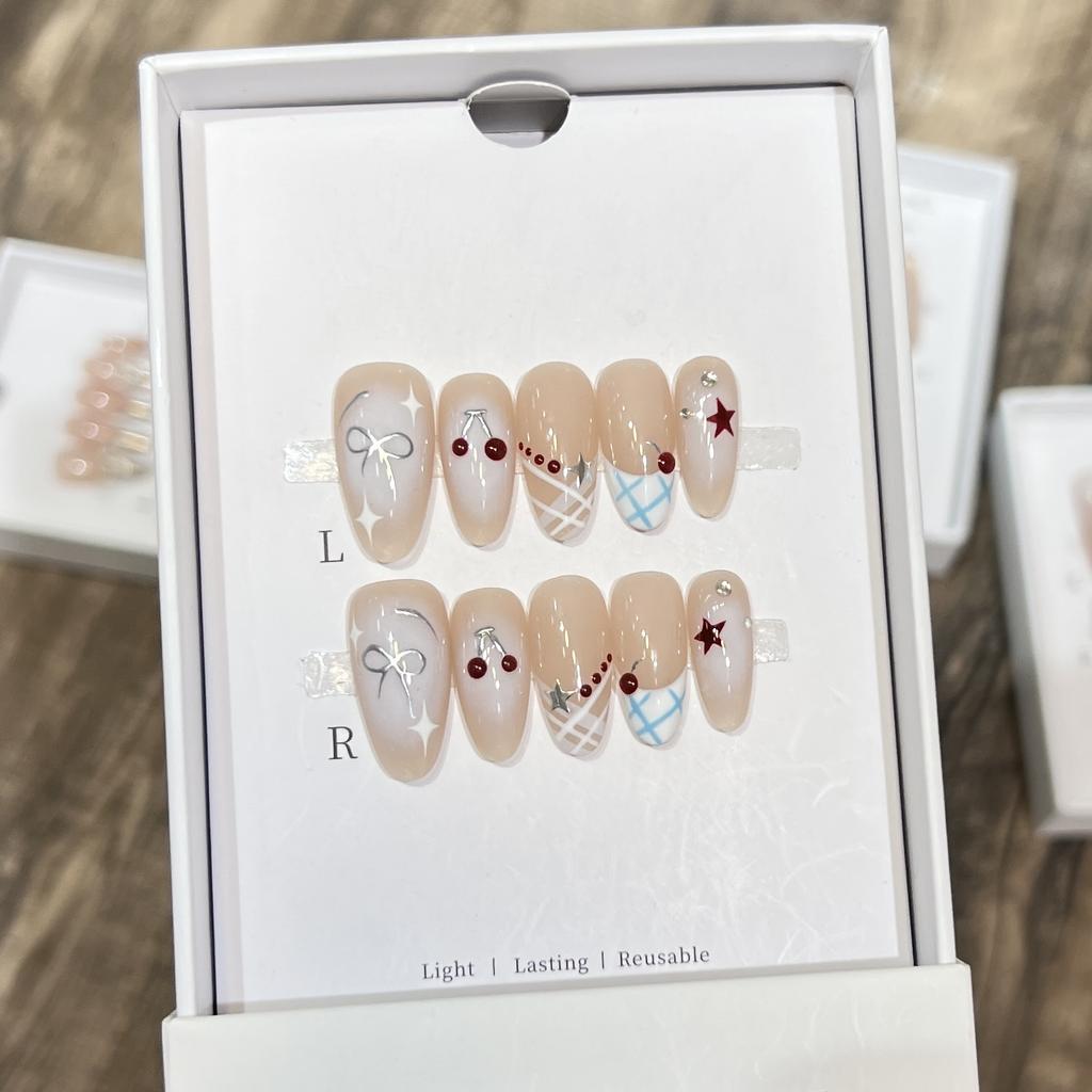 Fresh Hand-painted Blush French Cute Manicure Pure Hand-wearing Armor