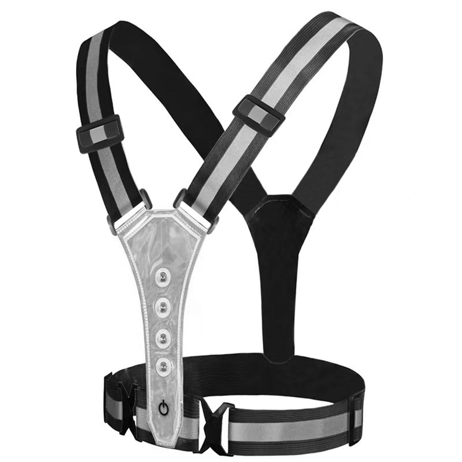 LED Reflective Running Vest Safety Gear for Night Running Walking Cycling Hiking Outdoor Bicycle Accessories