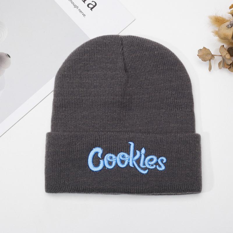 

2025 Letter Cookies Embroidered Knitted Hat Wool Hat Pullover Warm Cold Hat Men And Women Autumn And Winter Brimless Hat 5