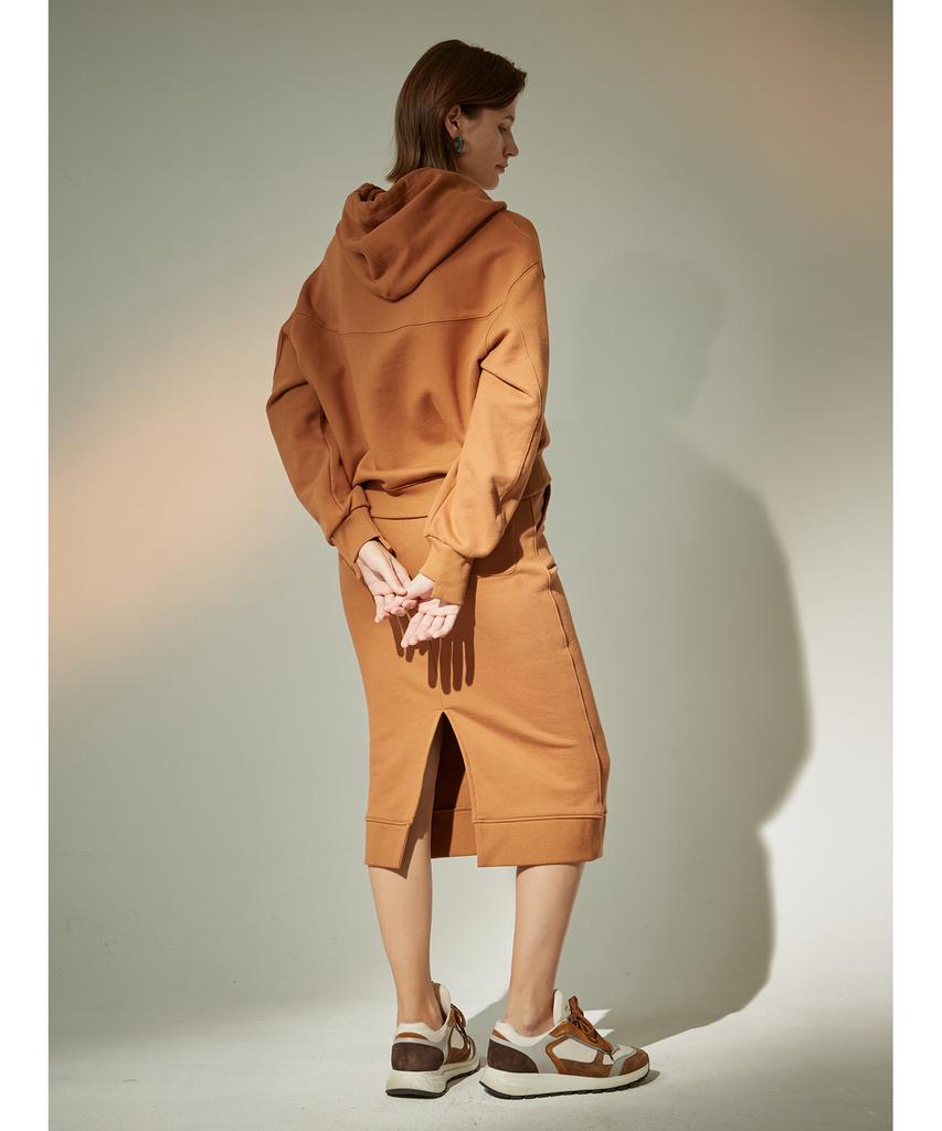 Myue Leafy Jersey Skirt - Camel