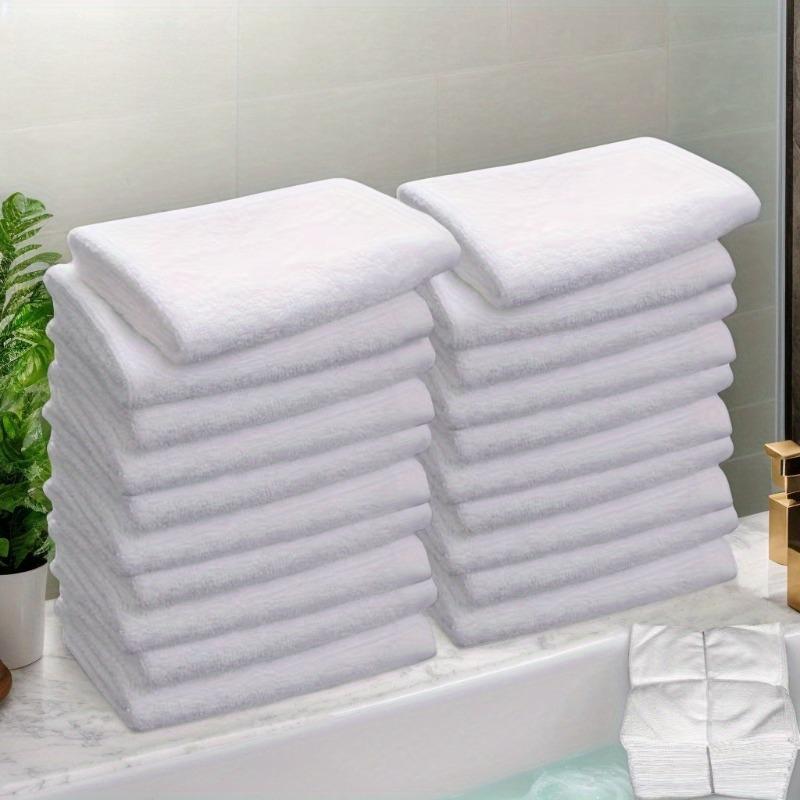 5Pcs Modern White Square Towels, Durable Washable Towels for Bathroom Home Hotel Camping Cleaning Use