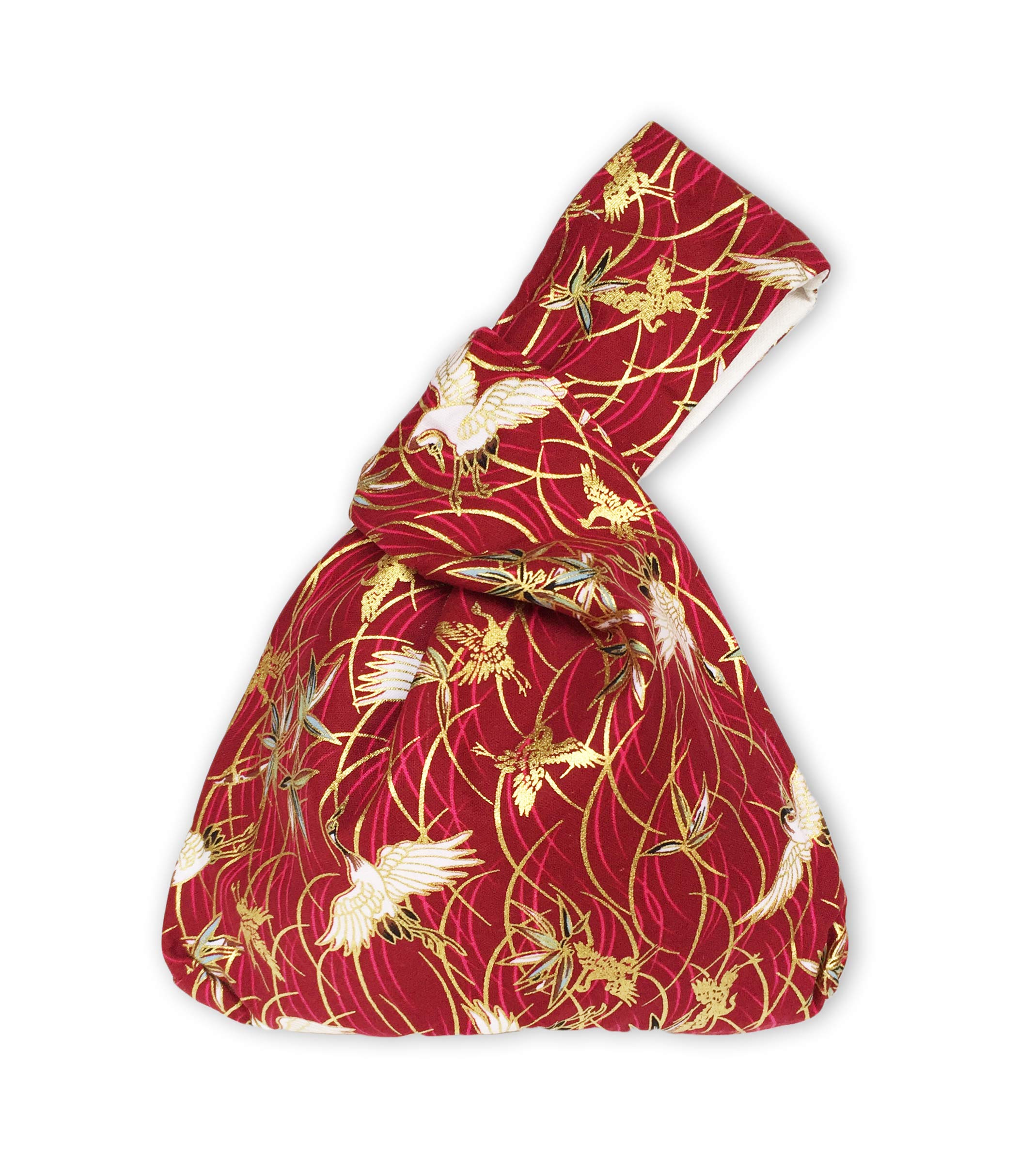 

Rubitas Japanese Pattern Pouch Drawstring Small Item Kimono Bag, Bag, One-Handed, Cute, Stylish, Eco-Friendly, Handbag, Holder, (Red Crane)