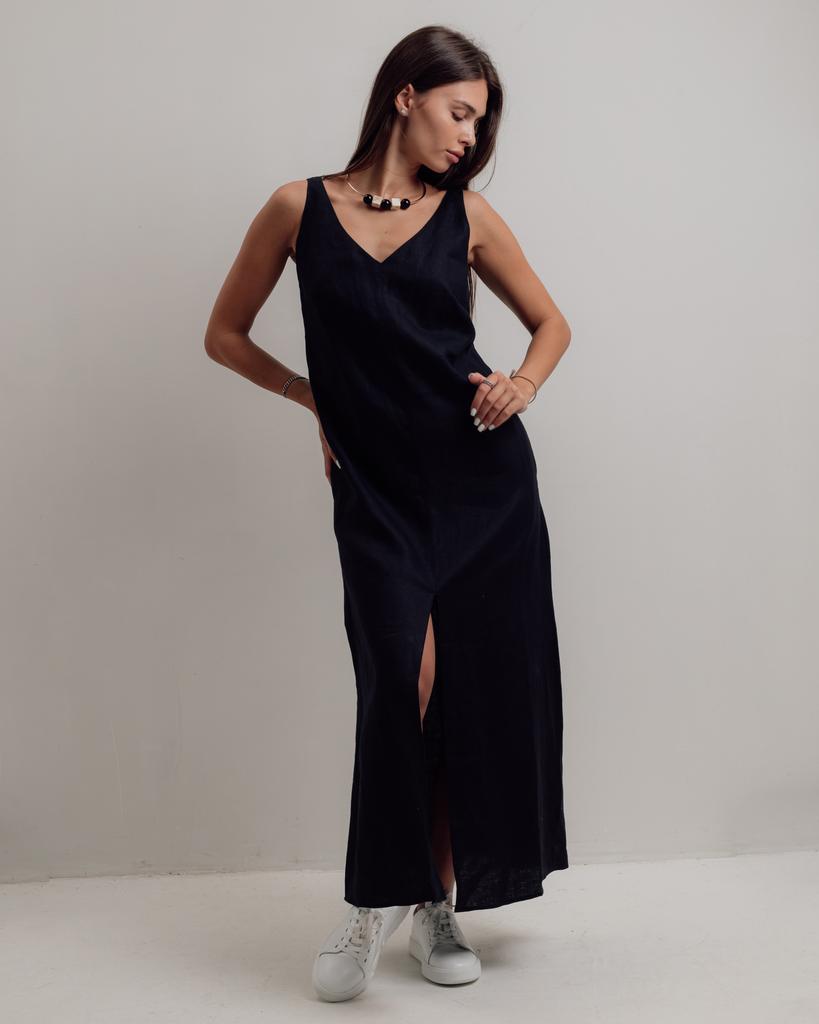 Сарафан летний с украшением Nagrada 5137 36 черный льон