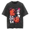 Chainsaw Man Anime Vintage Printed Washed T-shirt Women Men Harajuku Oversize Streetwear Y2K Tops Short Sleeve Tee