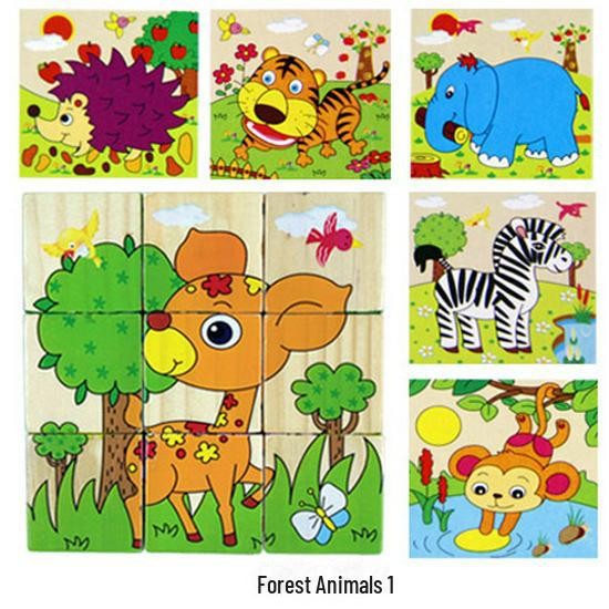 Wooden 3D Jigsaw Puzzle - Educational Birthday Gift for Kids with Six-sided Painting Blocks