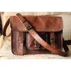 Large Brown Vintage Genuine Leather Messenger Men Briefcase Laptop Shoulder Bag