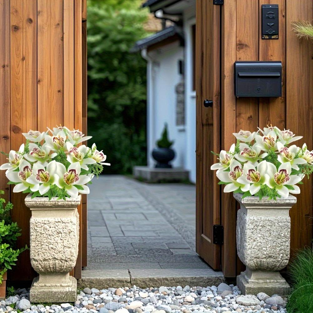 15 Bunches Artificial Orchid Artificial Phalaenopsis Bouquet Silk Real Touch Fake Flowers for Home Wedding Restaurant Hotel Room Decor