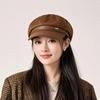 Vintage Heart Label Octagonal Hat for Women New British Retro Velvet Painter's Hat for Spring and Autumn Ladies Casual Cap