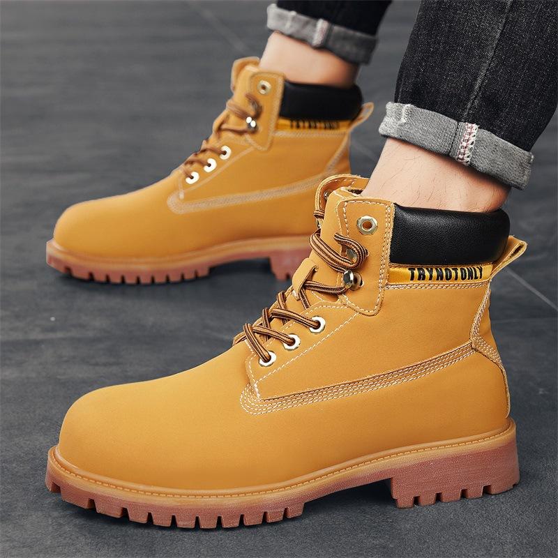 Popular Martin Boots Men's British Casual Trend High-top Shoes Fashion Couple Tooling Boots Big Head Big Yellow Boots