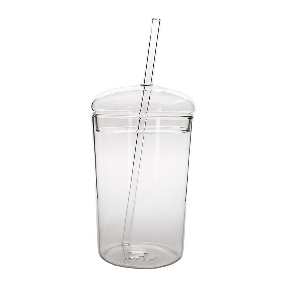 Large Capacity Clear Glass Cup Creative 500ml Glass Tumbler with Straw Durable Coffee Cup Juice Cup with Lid Bar Accessories