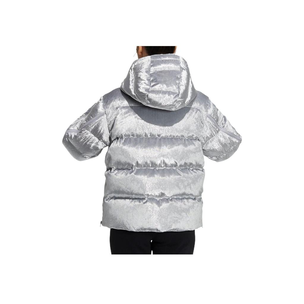 Adidas Originals Logo Embroidered Shiny Down Jacket Women Outerwear Silver H37077