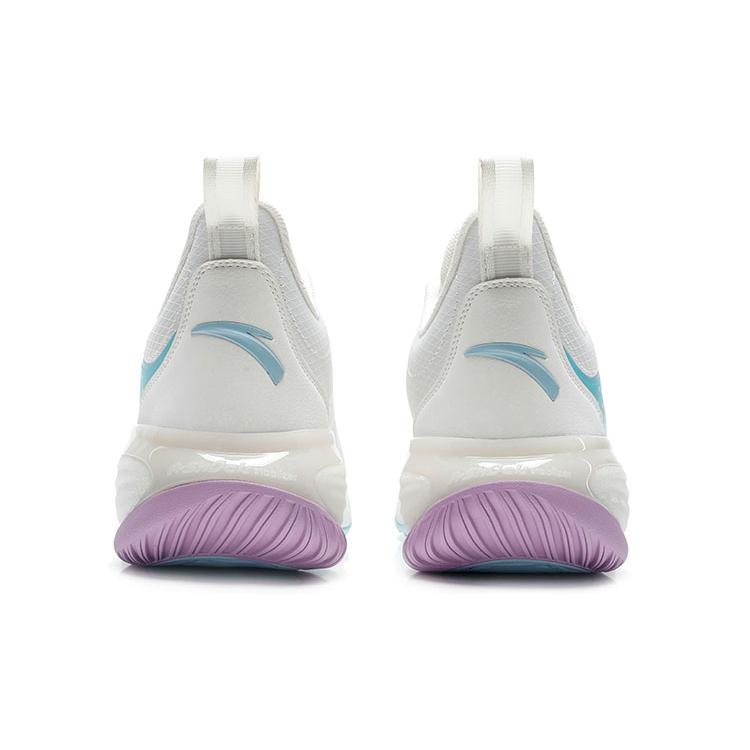 Anta Fabric Cushioning Slip Resistant Abrasion Resistant Low top Basketball Shoes Men's White Purple Blue 112221604Q-6