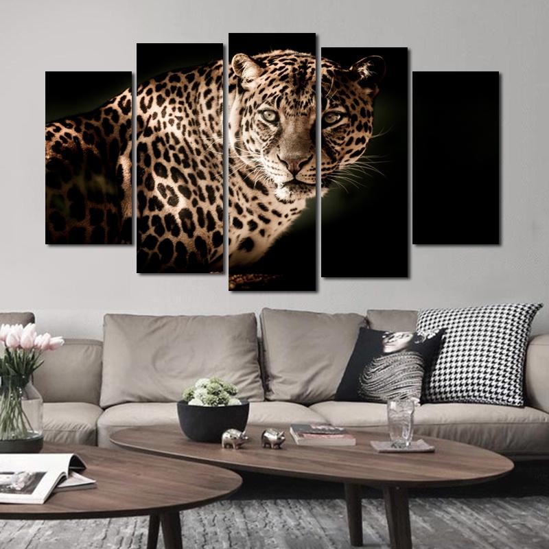 

5 Panel Leopard Elephant Poster Animal Pictures Canvas Prints Wall Painting for Living Room Decoration Home Decor Modern Art 20x35 20x45 20x55cm