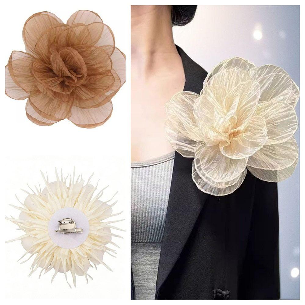 Fairy Style Oversized Yarn Flower 20cm Flower Corsage Elegant Dress Pin Women