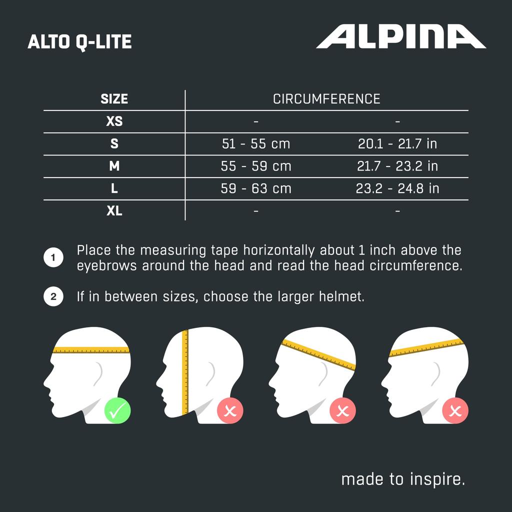 ALPINA ALTO Ski and Snowboard Visor Helmet with Mirror Eyeglass Adjustable Size Q-LITE Visor, Compatible, (59-63 Cm)