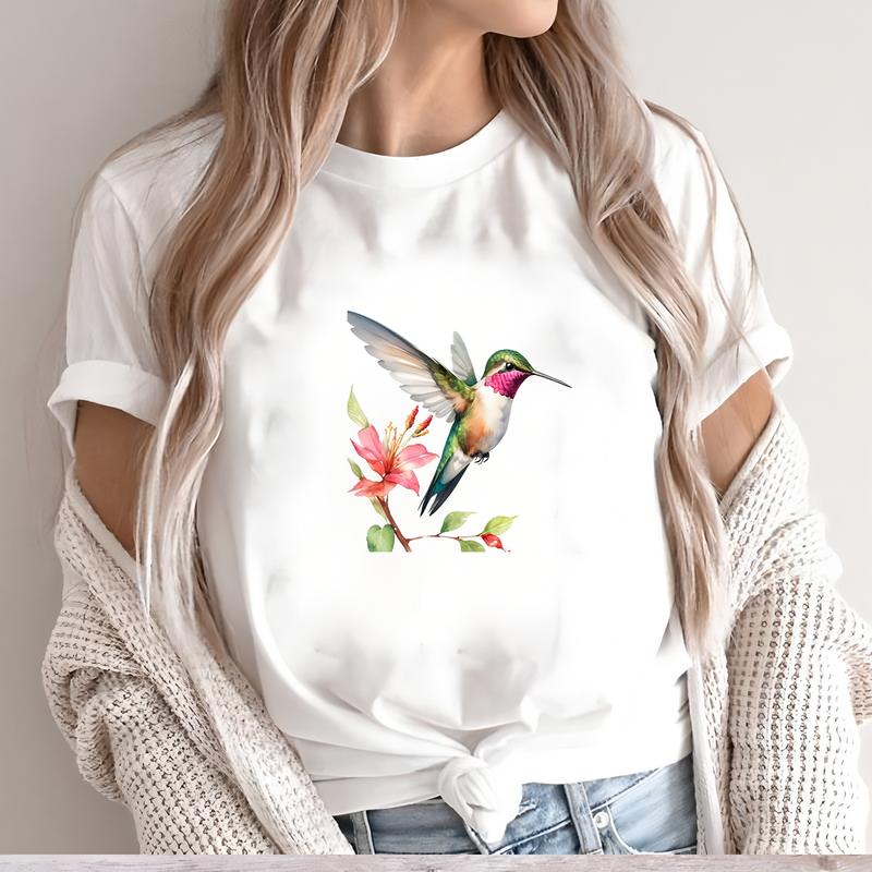 Women's T-shirt, Short-sleeve, Cute and Trendy, Perfect for Summer Daily Fashion Wear.