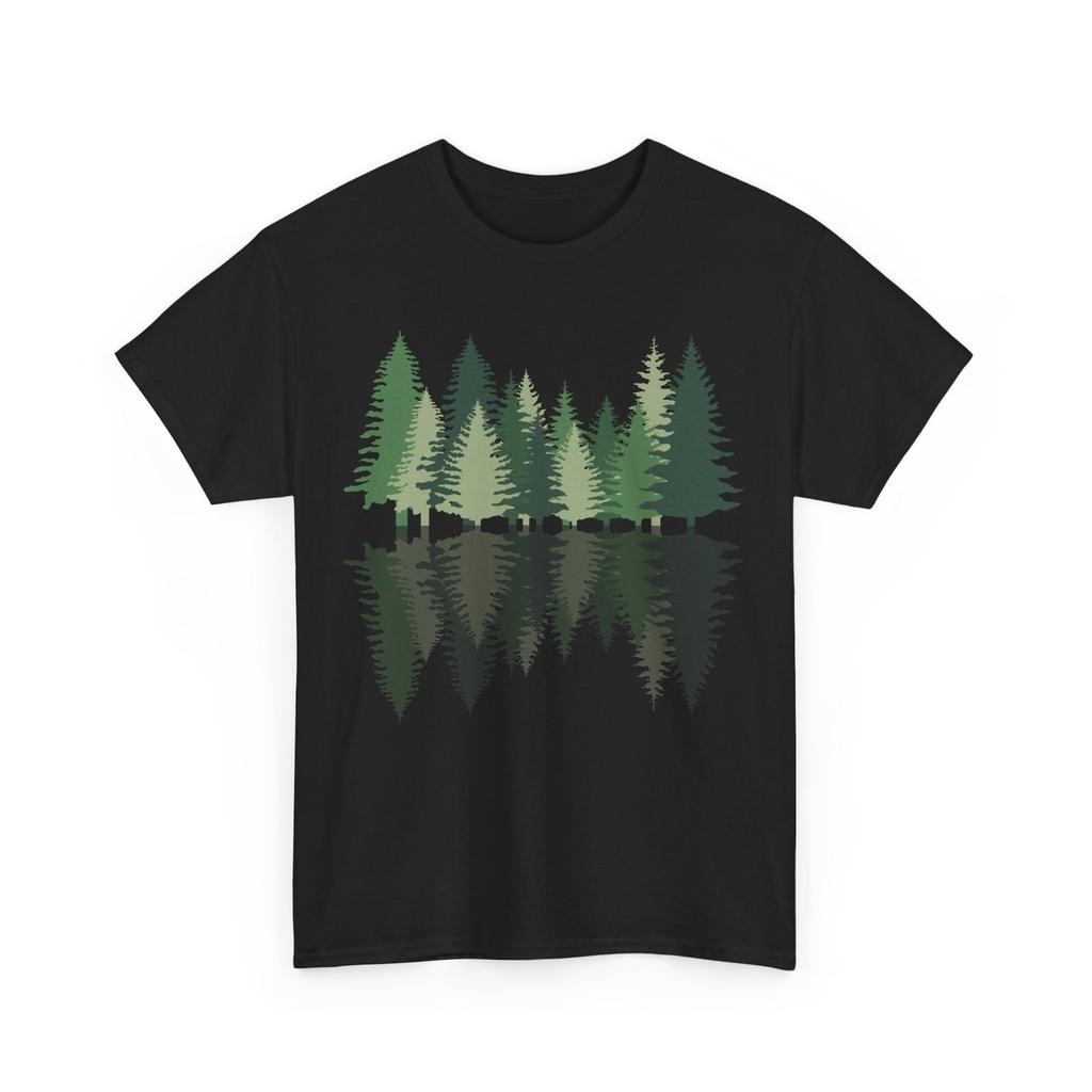 Forest Nature T-Shirt, Pine Trees Reflection Wildlife Lovers Women Men Shirt