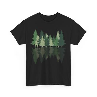 Wald Natur T-Shirt, Kiefern Bäume Spiegelung Wildtiere Liebhaber Damen Herren Hemd