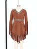 Abiti Nativi Americani Completi per Bambine: Costume con Scollo a V e Lunghe Frange, Bordi con Nappe e Zip Nascosta per Feste a Tema