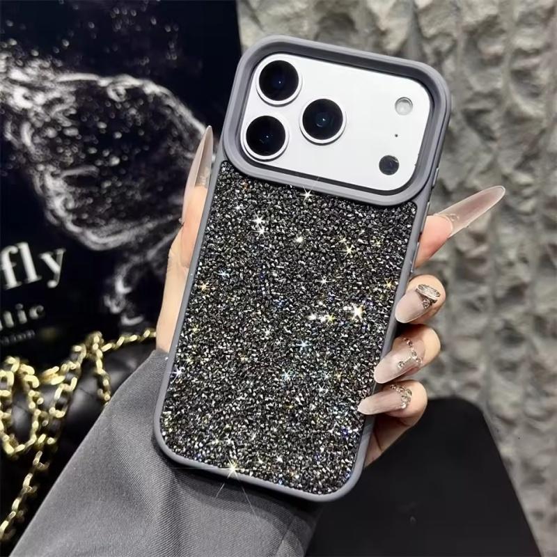 

Розкішний блискучий діамантовий чохол для телефону iPhone 17 16 15 14 13 Pro Max Plus, блискучий стразами, протиударний, захист від падінь, задня кришка iPhone 16 Pro сірий