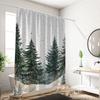 1Pc Pine Forest Print Waterproof Shower Curtain Bathroom Partition Door Curtain Privacy Protection With 12 Hooks Multiple Sizes
