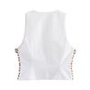 Fashion Style Summer New Arrival Women's Hawksbill Effect Trim Vest-Style White Tops Mid-Waist Culottes 8338730