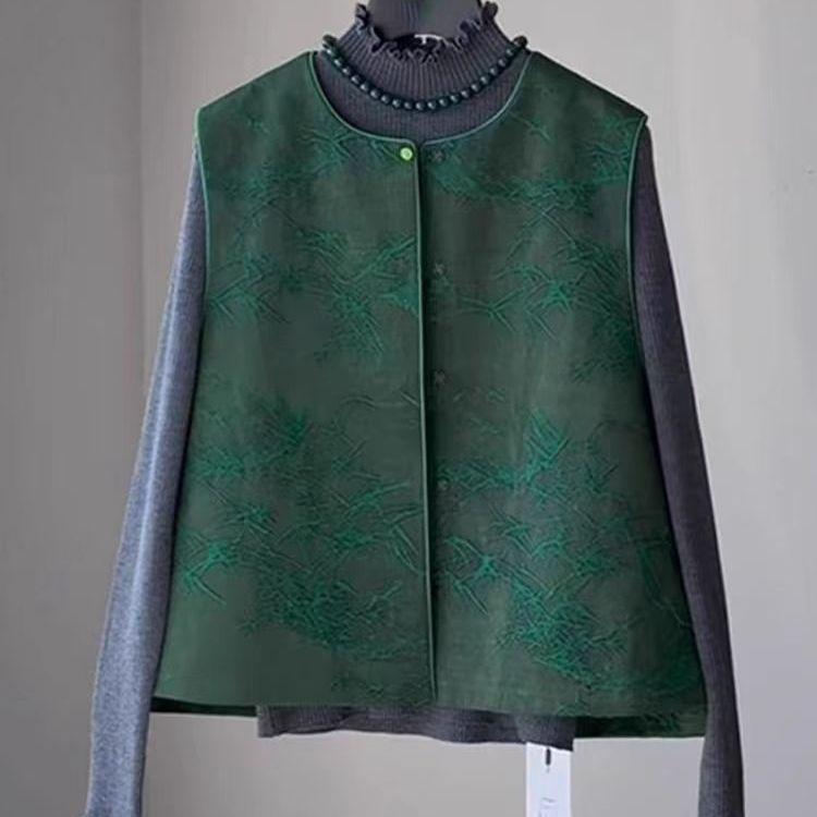 

Зеленый топ Весна ретро шик ощущение высокого класса супер красиво мятный мамбо жилет топ женский 3XL (recommended 138-75kg)