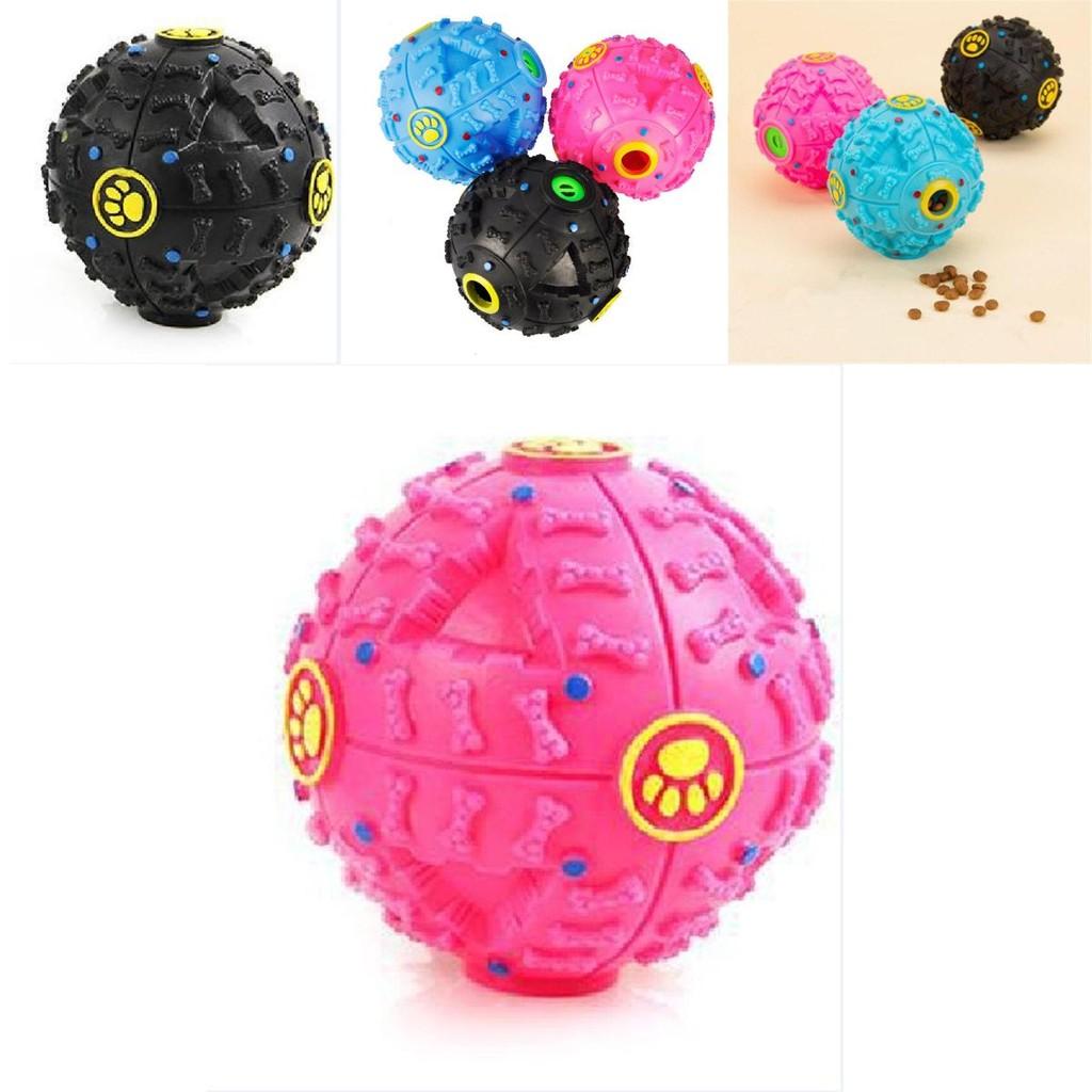 Durable Chew Resistant Dog Toy Enamel Rubber Squeak Ball With Treat Dispenser Puppy Training