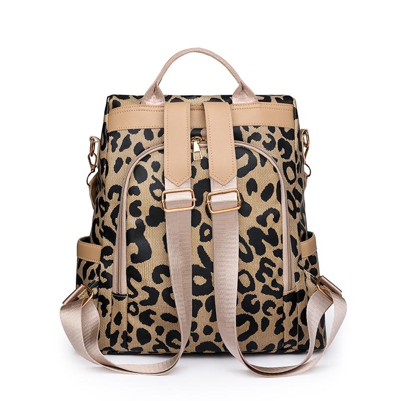 Rucksack Damen Ledertasche Große Kapazität Leopardenmuster Student Schultasche Damen Reiserucksack
