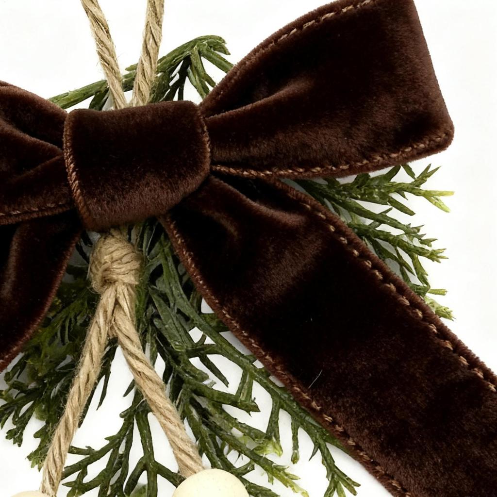 Bell Christmas Ornaments Wood Ring Pendants Jingle Bell Ornaments With Pine And Bow For Garland Door Tree Holiday Classroom