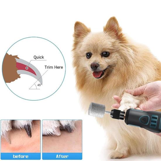 Electric Pet Nail Grinder USB Rechargeable Pets Nail Trimmer with 3 Speeds Silent Paws Grooming Tool for Small Large Cats Dogs