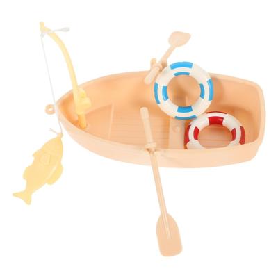 Operitacx Modello di Barca da Pesca Miniatura da 4,6 pollici per Case delle Bambole, Decorazione Micro Casa, Giocattolo per Bambini con Set di Salvagente