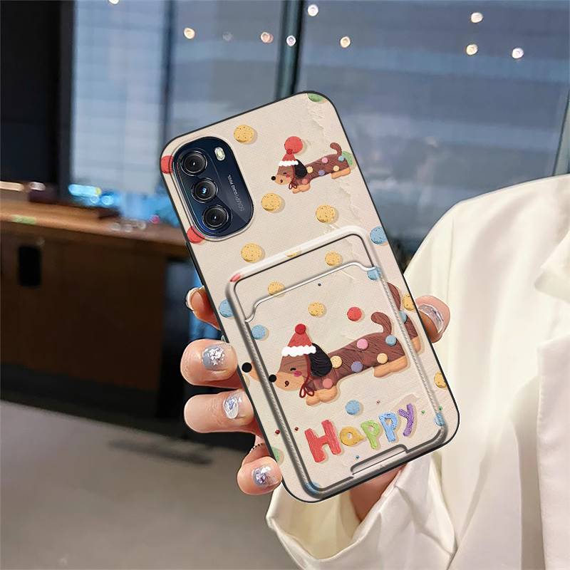 Dirt-resistant Cartoon Phone Case For MOTO G 5G 2022 Cute Durable Shockproof Full wrap Card slot Card bag Graffiti Cover