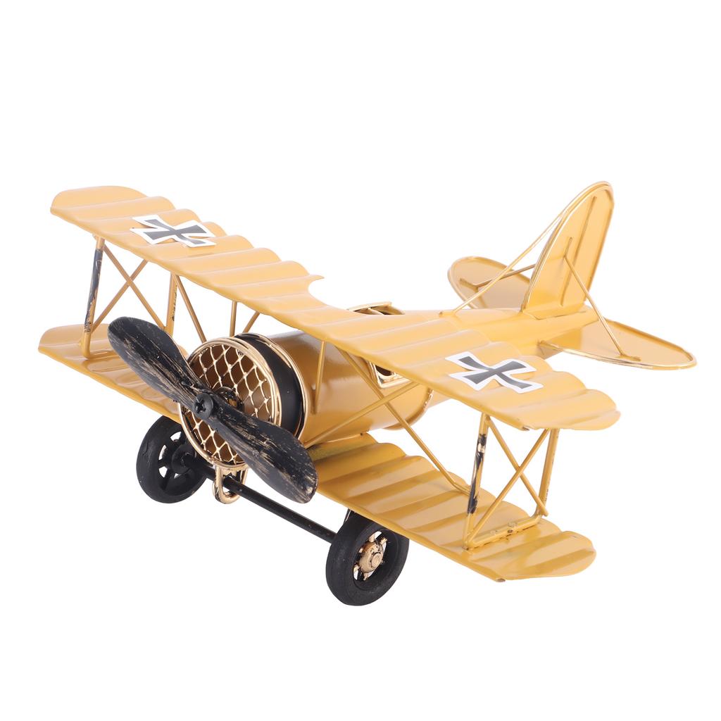 Iron Airplane Ornament Aircraft Retro Airplane Model Delicate Vintage Biplane Handicraft for Home Decoration Cafe Ornament