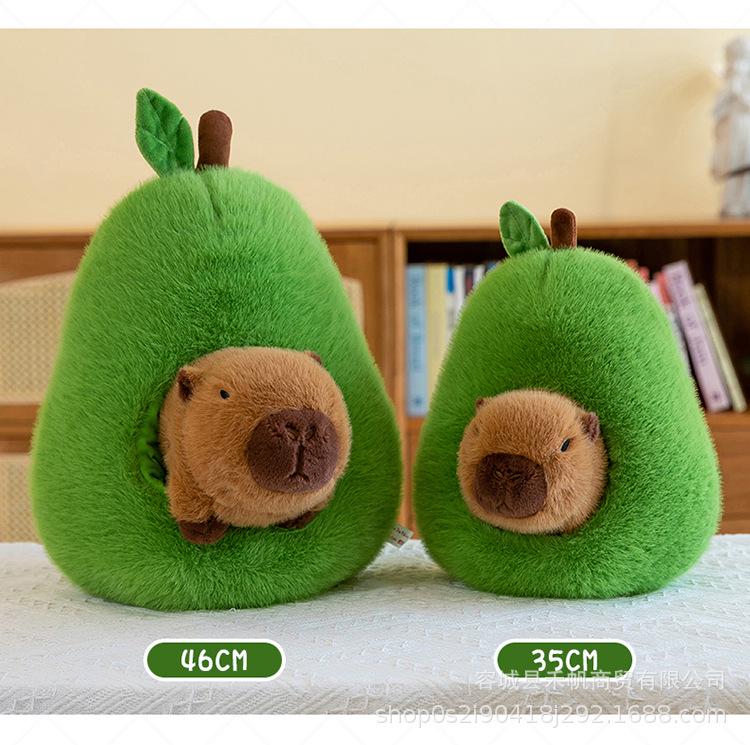 Avocado Capybara Plush Toy - Internet Celebrity Stuffed Animal Doll