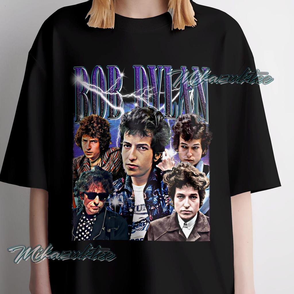 Vintage Bob Dylan T-Shirt, Singer-Songwriter blue text Graphic Tee retro style shirt