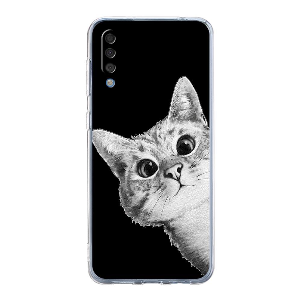 Phone Case For Samsung A14 A50 A70 A30 A40 A20E A10S A20S A02S A04S A12 A22 A32 A34 A42 A52 5G A54 Cat Cute Kitten Cartoon Cover