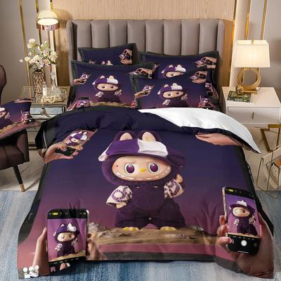 Niedliches Bubu Bettzeug 2/3-teiliges Schlafzimmer-Set, Kindergeschenk Teenager Erwachsene Mikrofaser Doppelbett Bettbezug mit Reißverschluss Raumdeko