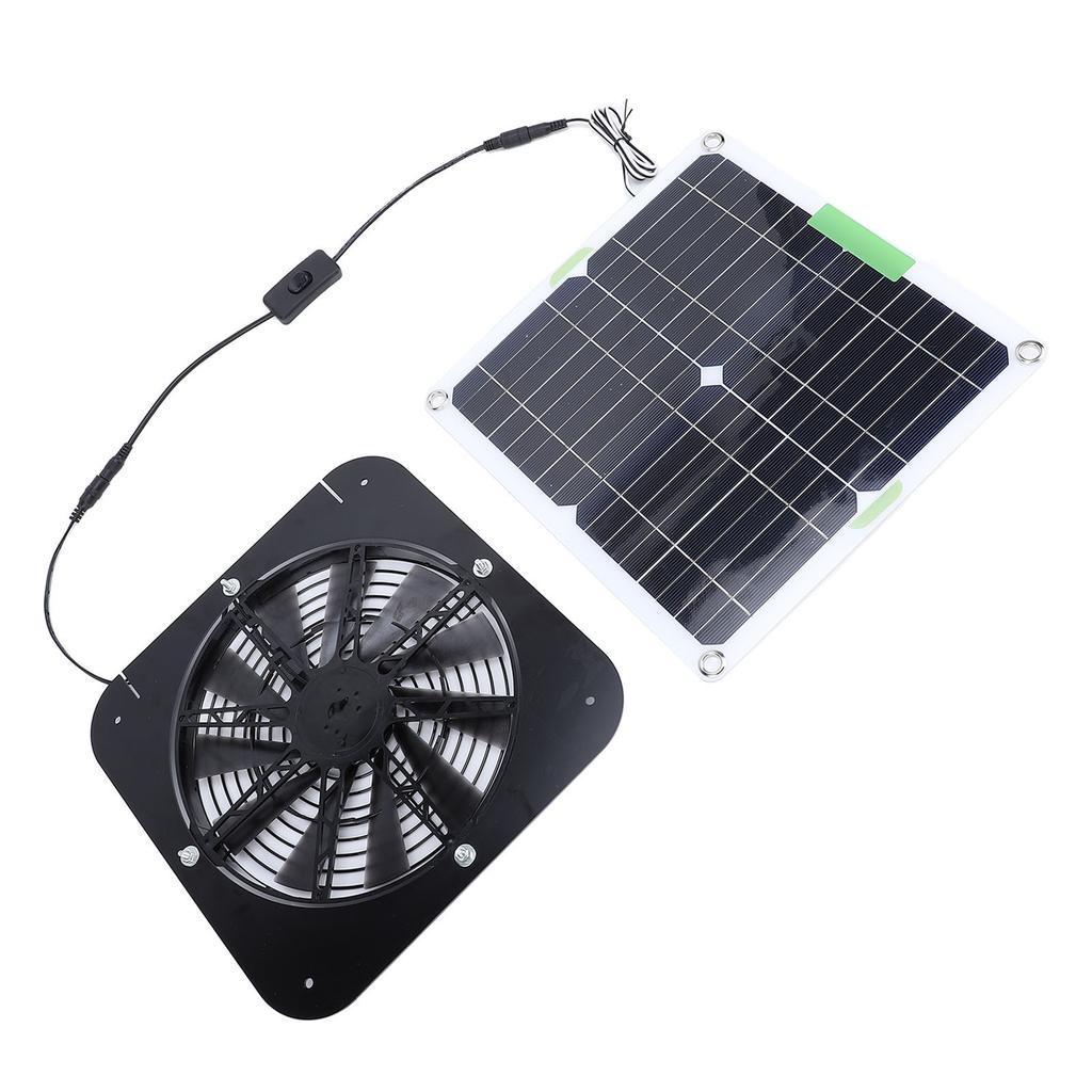 100W Solar Exhaust Fan 13.5inch Solar Ventilation Fan Solar Panel Powered Fan for Dog Chicken House Greenhouse RV