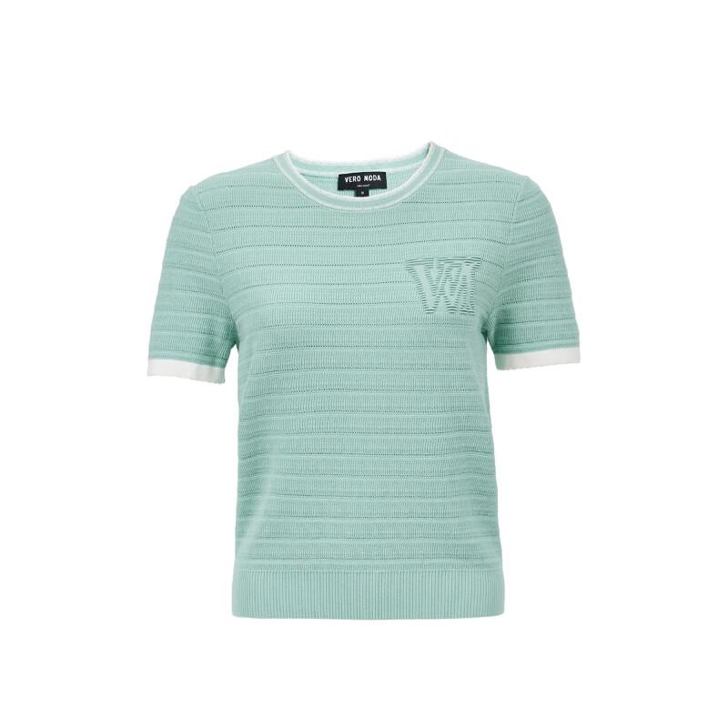 VEROMODA 2025 Letter Color-Block Round Neck Knit Top