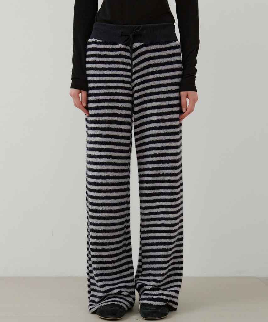 Wednesday Oasis For Woman Fuzzy Boucle Stripe Wide Pants_Gray(W25-Pt36)
