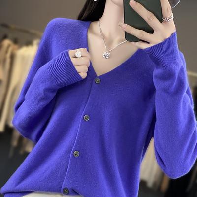 New V-neck Coat for Women In Autumn and Winter, Loose Knitted Sweater