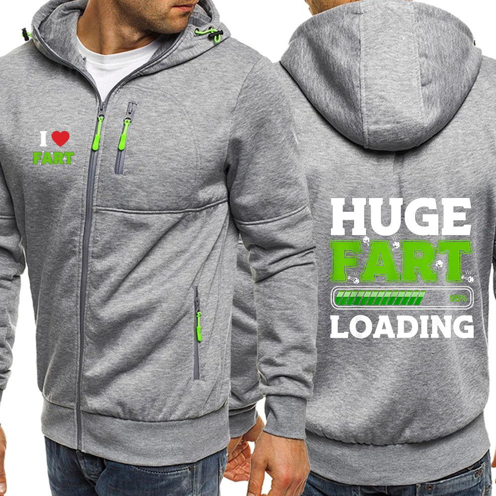 2026 Unisex Huge Fart Loading Printing Men's New Spring And Autumn Three-Color Zipper Leisure Hoodies Fashion Comfortable Jacket