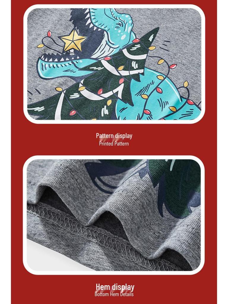 European & American Kids' Autumn/Winter Christmas Long-Sleeve Cartoon T-Shirt Pullover