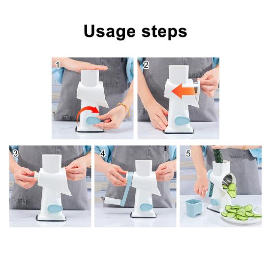 Handheld Roller Vegetable Slicer Adjustable Julienne Shredder for Home Kitchen Stainless Steel Blade Quick Vegetable Prep Tool with Protective Guard